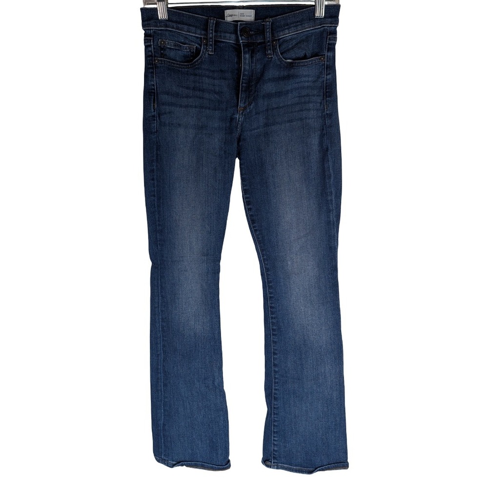 Gap 1969 Baby Boot Jeans Womens 28 Short Medium Indigo Stretch Mid Rise Denim